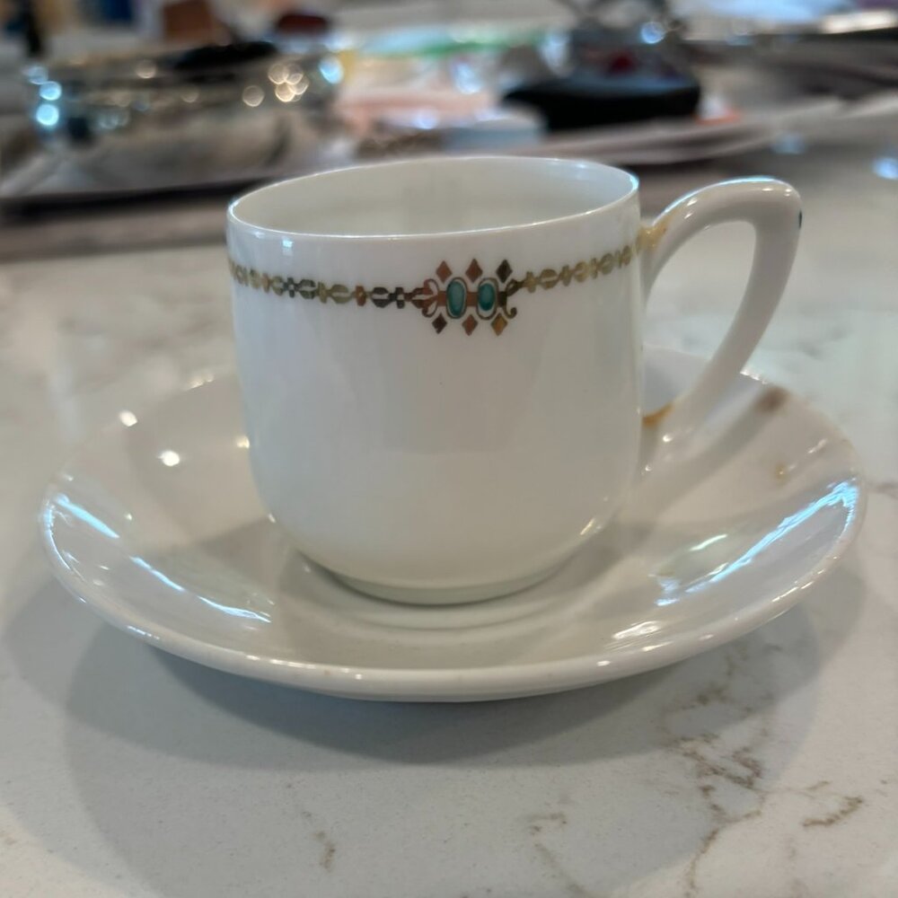 Antique Reinhold Schlegelmilch Bone China Demitasse Cup & Saucer
